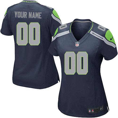 Nike Seattle Seahawks Customized Steel Blue Stitched Women's NFL Jersey